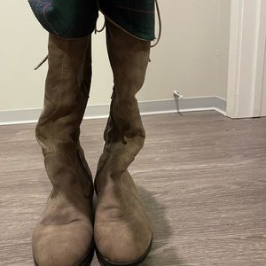 Knee High Boots with reversible top pattern